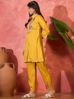 Thumbnail for Joban Fashion Mustard Silk Embroidered Readymade Kurta Set - Distacart