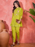 Thumbnail for Joban Fashion Green Silk Embroidered Readymade Kurta Set - Distacart