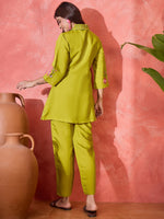 Thumbnail for Joban Fashion Green Silk Embroidered Readymade Kurta Set - Distacart