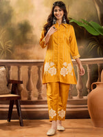 Thumbnail for Joban Fashion Mustard Silk Embroidered Readymade Kurta Set - Distacart