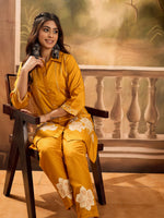 Thumbnail for Joban Fashion Mustard Silk Embroidered Readymade Kurta Set - Distacart