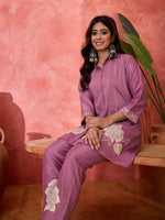Thumbnail for Joban Fashion Purple Silk Embroidered Readymade Kurta Set - Distacart