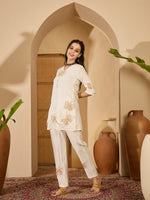 Thumbnail for Joban Fashion Off White Silk Embroidered Readymade Kurta Set - Distacart