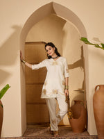 Thumbnail for Joban Fashion Off White Silk Embroidered Readymade Kurta Set - Distacart