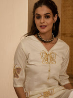 Thumbnail for Joban Fashion Off White Silk Embroidered Readymade Kurta Set - Distacart