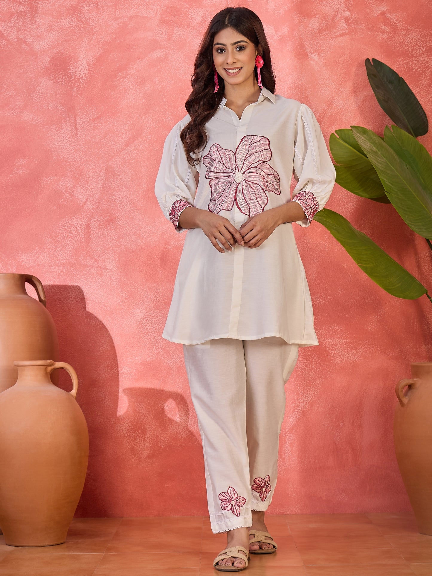 Joban Fashion Off White Silk Embroidered Readymade Kurta Set - Distacart