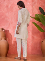 Thumbnail for Joban Fashion Off White Silk Embroidered Readymade Kurta Set - Distacart
