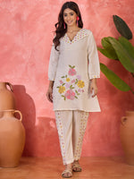 Thumbnail for Joban Fashion Off White Silk Embroidered Readymade Kurta Set - Distacart