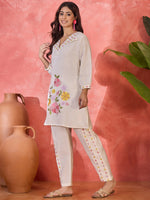 Thumbnail for Joban Fashion Off White Silk Embroidered Readymade Kurta Set - Distacart