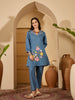 Joban Fashion Blue Silk Embroidered Readymade Kurta Set - Distacart
