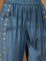Thumbnail for Joban Fashion Blue Silk Embroidered Readymade Kurta Set - Distacart