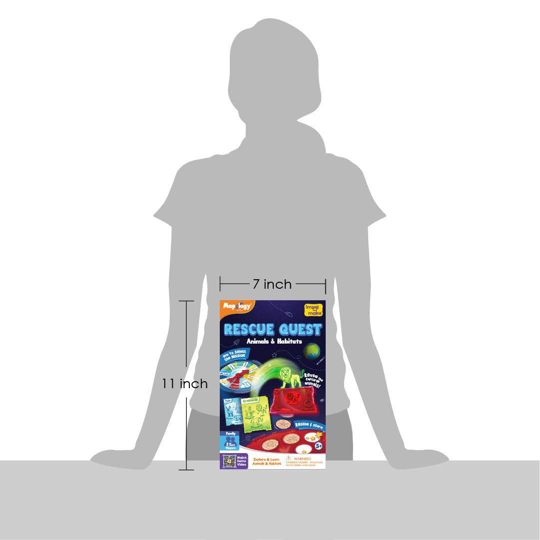 Imagimake Rescue Quest–Animals & Habitats | Spin, Discover & Rescue Animals | Educational Toys |Fun Board Games for Friends & Family Night |Travel-Friendly Indoor Game |Gift for Kids Ages 5,6,7,8,9,10