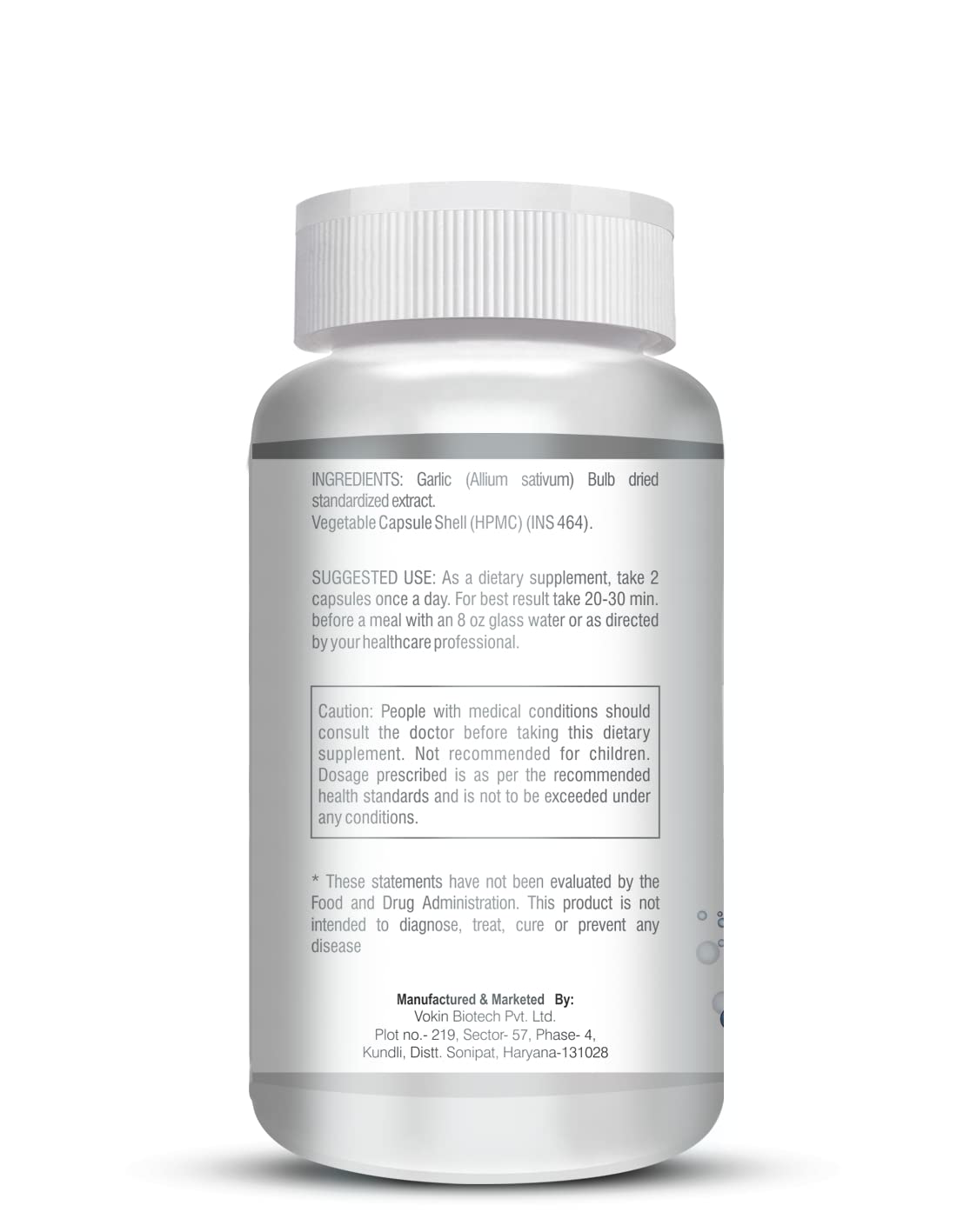 Vokin Biotech Garlic Extract 1:13 Allium Sativum - 500mg, Support Blood Pressure and Heart Health (90 Capsules)