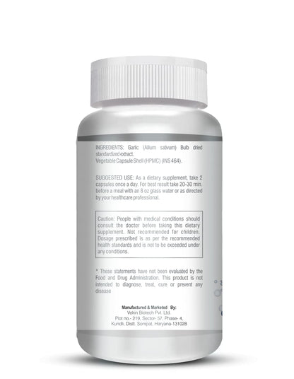 Vokin Biotech Garlic Extract 1:13 Allium Sativum - 500mg, Support Blood Pressure and Heart Health (90 Capsules)