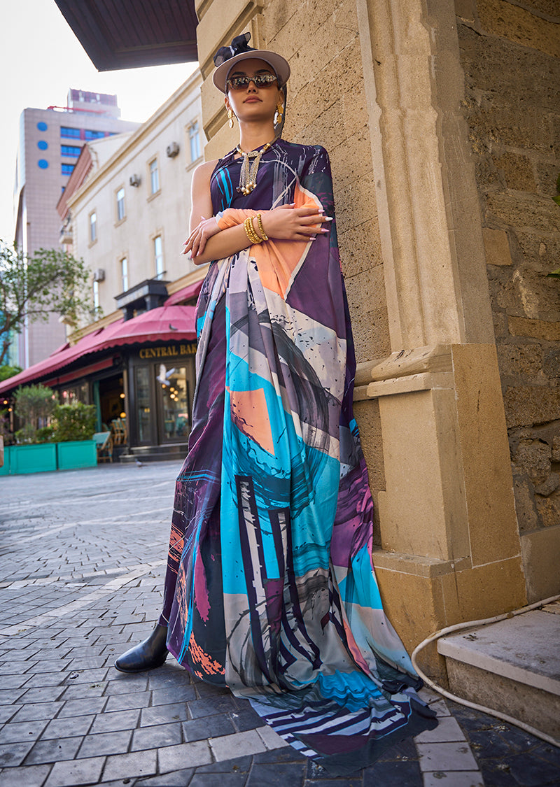 Monjolika Fashion Sophisticated Multi Colour Crepe Silk Elegant Saree