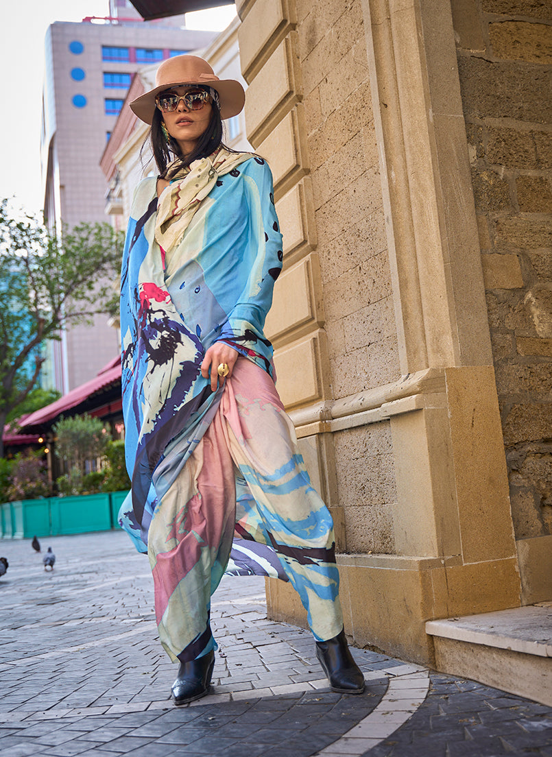 Monjolika Fashion Sophisticated Multi Colour Crepe Silk Elegant Saree