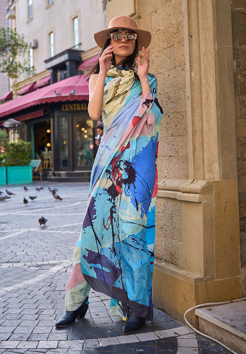 Monjolika Fashion Sophisticated Multi Colour Crepe Silk Elegant Saree