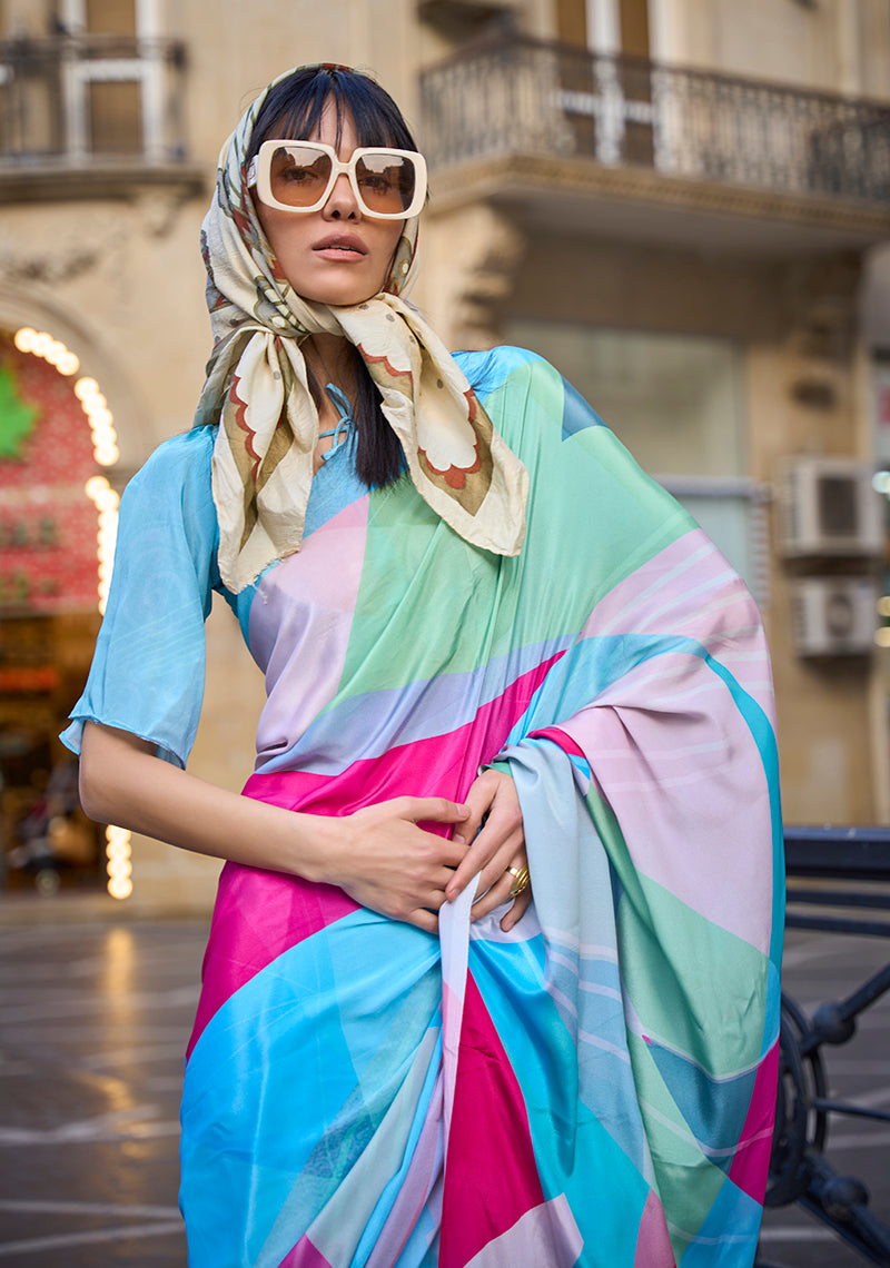 Monjolika Fashion Sophisticated Multi Colour Crepe Silk Elegant Saree