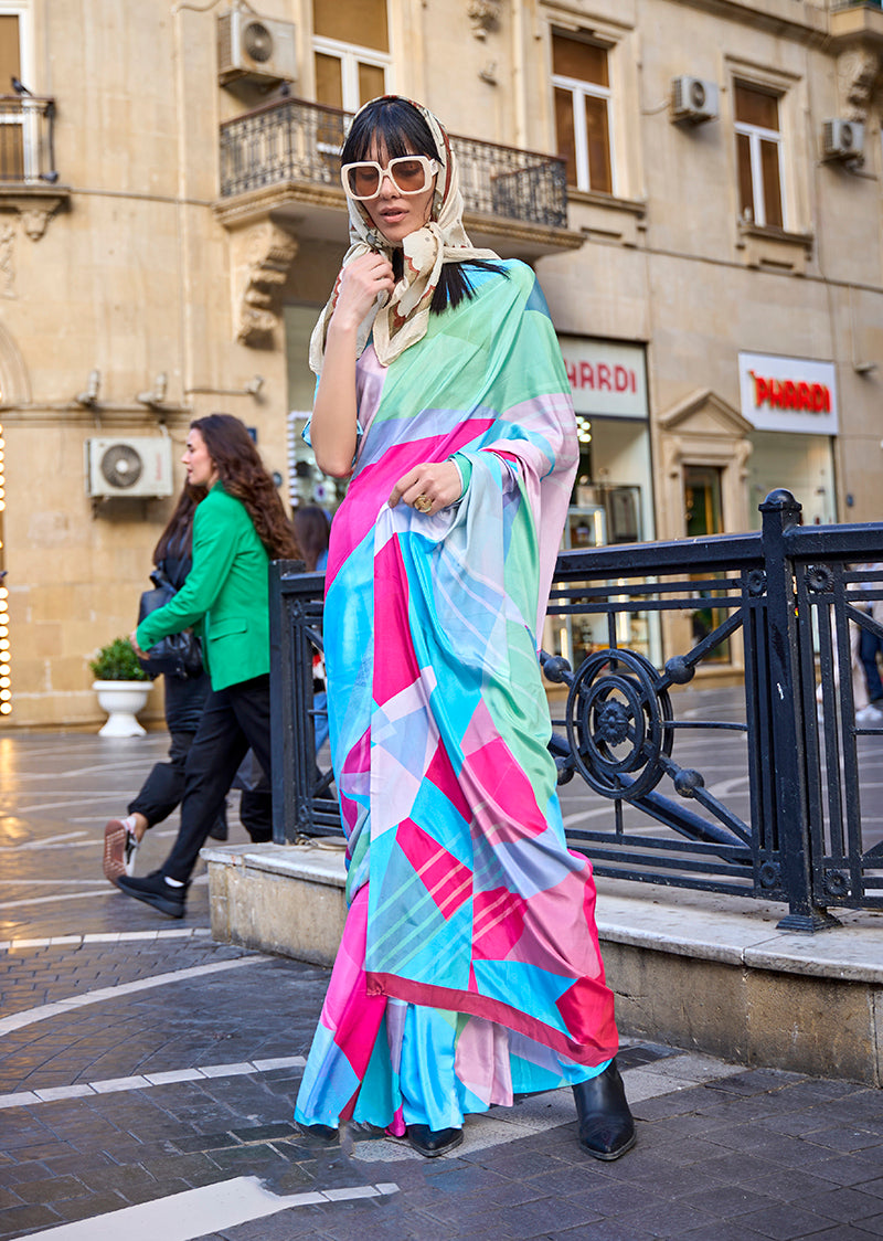 Monjolika Fashion Sophisticated Multi Colour Crepe Silk Elegant Saree