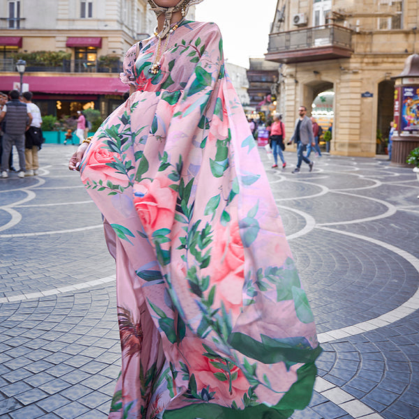 Monjolika Fashion Sophisticated Baby Pink Colour Crepe Silk Elegant Saree - Distacart