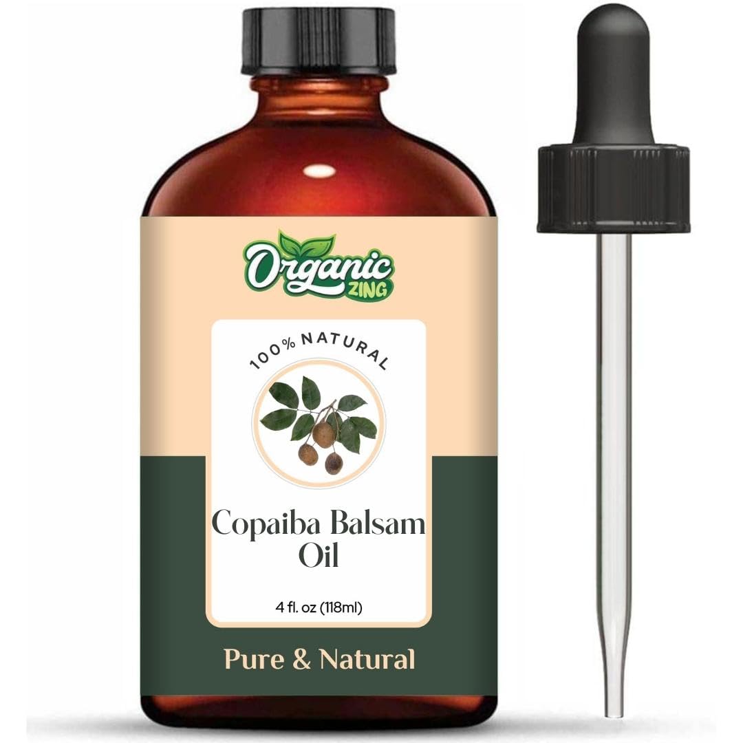 Organic Zing Copaiba Balsam (Copaifera officinalis) Oil | Pure & Natural Essential Oil for Skincare, Hair Care and Massage