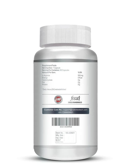 Vokin Biotech L-Arginine 500mg,Support Muscle Recovery & Relaxation, 90 Capsules