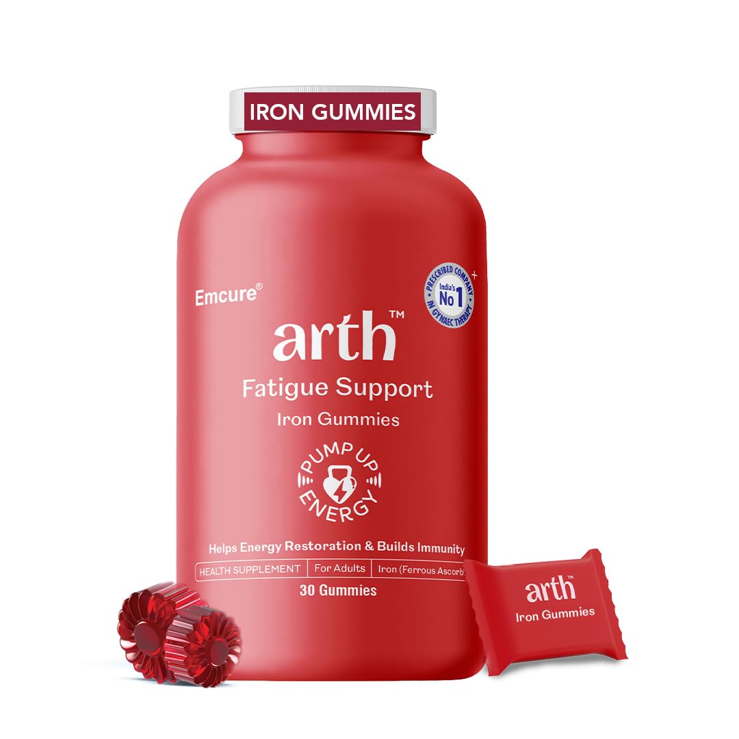 Arth Chelated Iron Gummies | 6x Higher Absorption | With Clinically Tested Ferrous Ascorbate|Haemoglobin & Energy Booster| Helps with Anaemia, Fatigue & Lethargy | Supports Hair, Skin & Nails |No Metallic Taste & Gentle On The Gut | 30 Veg Gummies