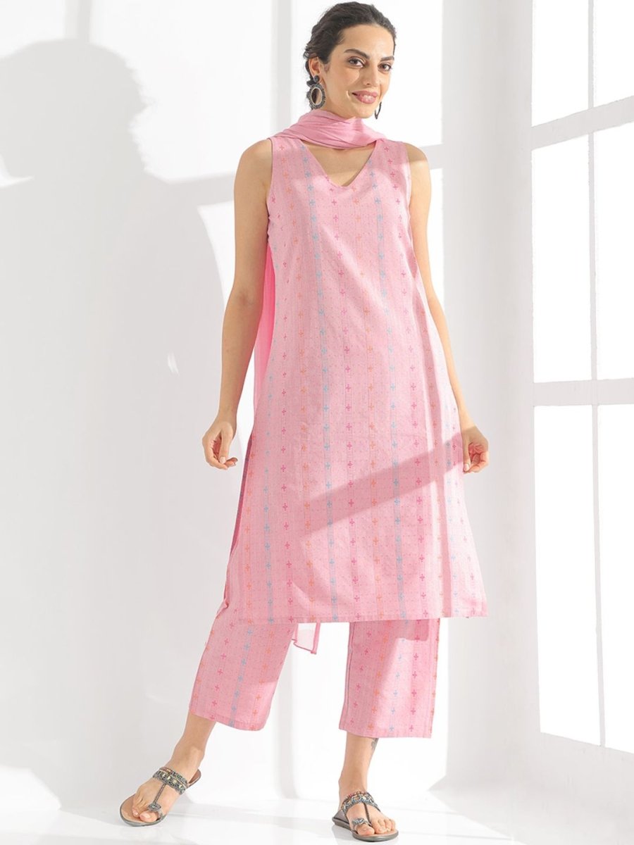 Anouk Ethnic Motifs Printed Regular Pure Cotton Kurta With Trousers & Dupatta - Distacart