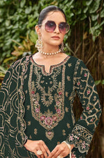 Thumbnail for Anaita D Green Faux Georgette Suit with Embroidery & Sequence Work - Distacart
