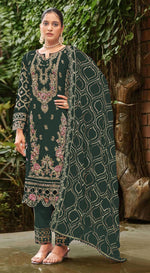 Thumbnail for Anaita D Green Faux Georgette Suit with Embroidery & Sequence Work - Distacart
