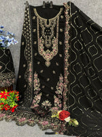 Thumbnail for Anaita Black Faux Georgette Suit with Embroidery & Sequence Work - Distacart