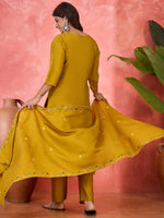 Thumbnail for Joban Fashion Mustard Silk Embroidery Readymade Kurta Set - Distacart