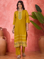 Thumbnail for Joban Fashion Mustard Silk Embroidery Readymade Kurta Set - Distacart