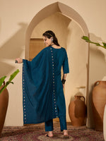 Thumbnail for Joban Fashion Teal Silk Embroidery Readymade Kurta Set - Distacart