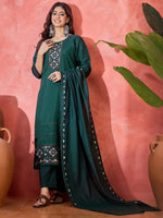 Thumbnail for Joban Fashion Green Silk Embroidery Readymade Kurta Set - Distacart