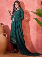 Thumbnail for Joban Fashion Green Silk Embroidery Readymade Kurta Set - Distacart