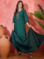 Thumbnail for Joban Fashion Green Silk Embroidery Readymade Kurta Set - Distacart