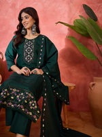 Thumbnail for Joban Fashion Green Silk Embroidery Readymade Kurta Set - Distacart