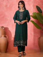 Thumbnail for Joban Fashion Green Silk Embroidery Readymade Kurta Set - Distacart