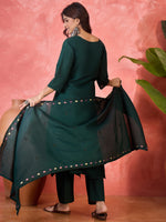 Thumbnail for Joban Fashion Green Silk Embroidery Readymade Kurta Set - Distacart
