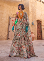 Thumbnail for Monjolika Fashion Stunning Light Grey Colour Printed Tissue Designer Saree - Distacart