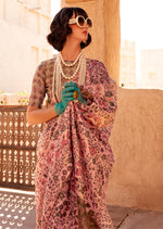 Thumbnail for Monjolika Fashion Stunning Baby Pink Colour Printed Tissue Designer Saree