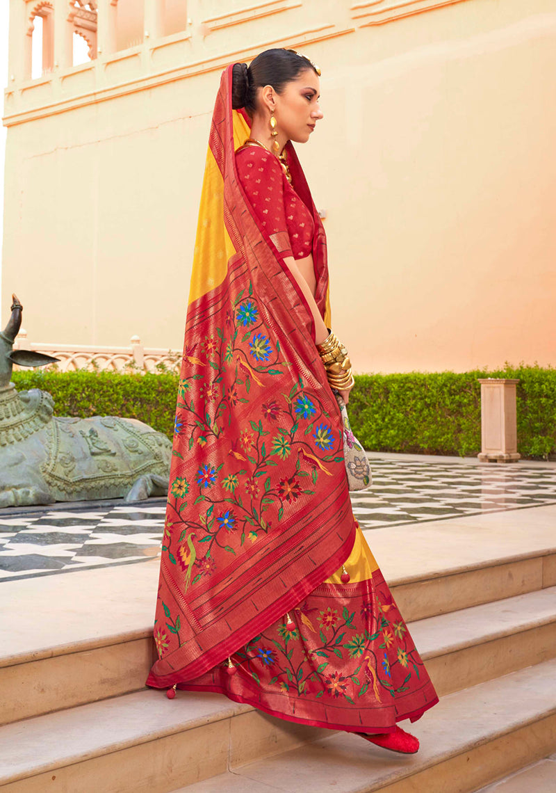 Monjolika Fashion Mustard Colour Soft Silk Sarees With Traditional Motifs