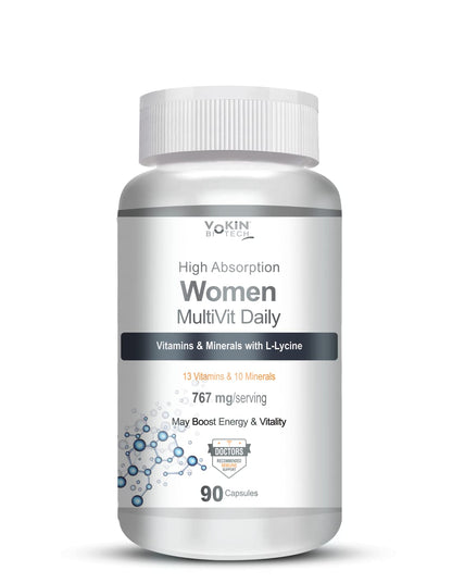 Vokin biotech Women - Multi-Vit Daily - 13 Vitamins & 10 Minerals -Support Boost Energy & Vitality- 767mg- (90 Capsules)