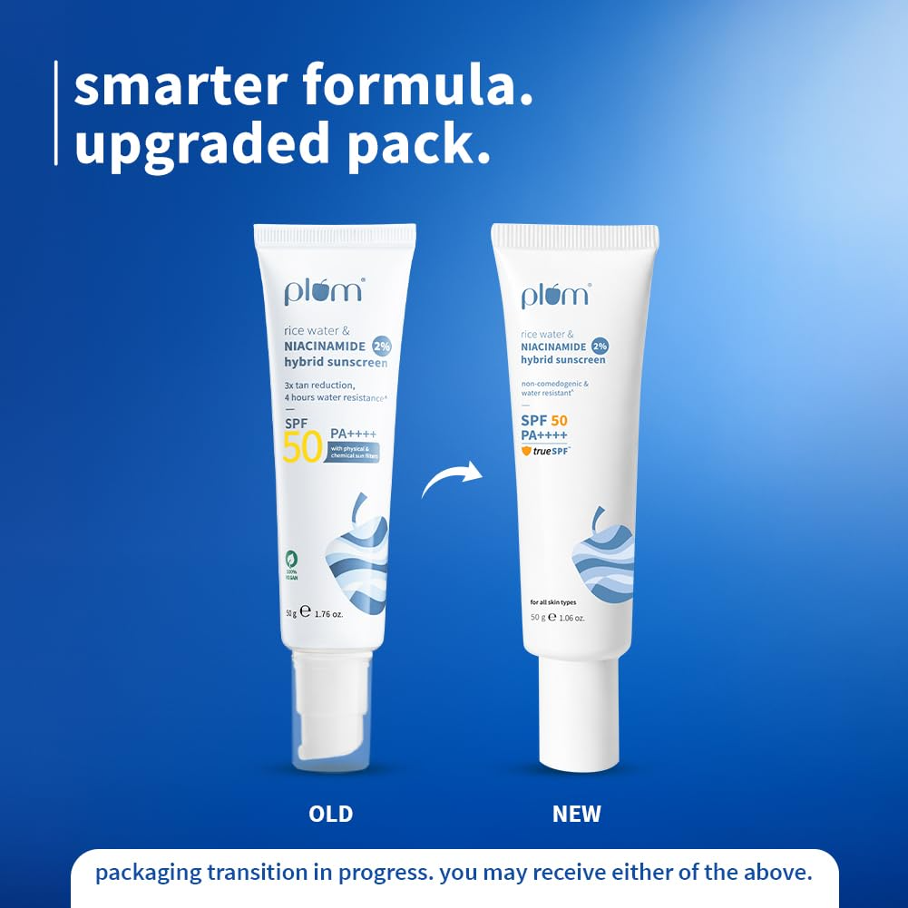 Plum Bestselling 2% Niacinamide & Rice Water SPF 50 PA+++ - Dista