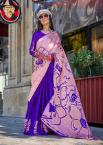 Thumbnail for Monjolika Fashion Baby Pink Colour Satin Silk Printed Lightwear Saree For Women