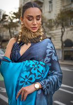 Thumbnail for Monjolika Fashion Black Colour Satin Silk Printed Lightwear Saree For Women - Distacart