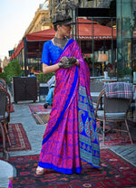Thumbnail for Monjolika Fashion Magenta Colour Satin Silk Printed Lightwear Saree For Women