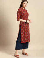 Thumbnail for All About You Women Brown Ethnic Motifs Printed Regular Kurta - Distacart