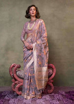 Thumbnail for Monjolika Fashion Light Lilac Colour Mulmul Cotton Printed Lightwear Saree